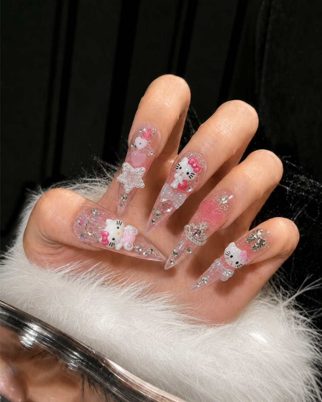 GyaruLab Pink Kawaii 3D Charm Press-On Nails - GyaruLab