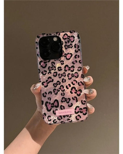 GyaruLab Pink Leopard Bow Phone Case - GyaruLab
