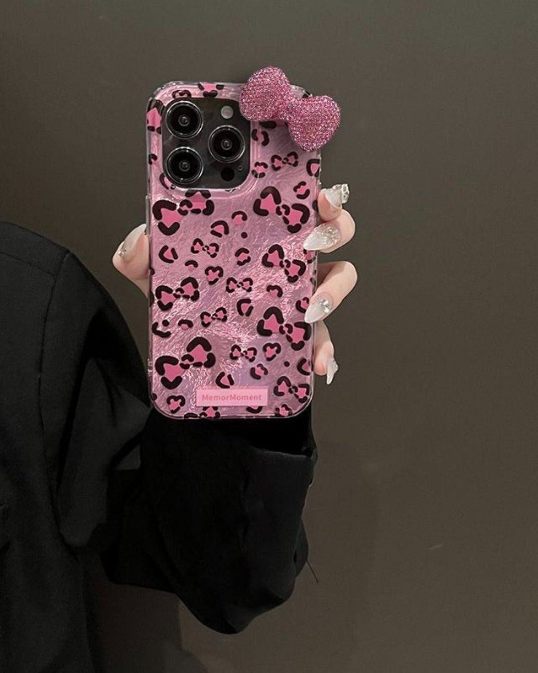 GyaruLab Pink Leopard Bow Phone Case - GyaruLab