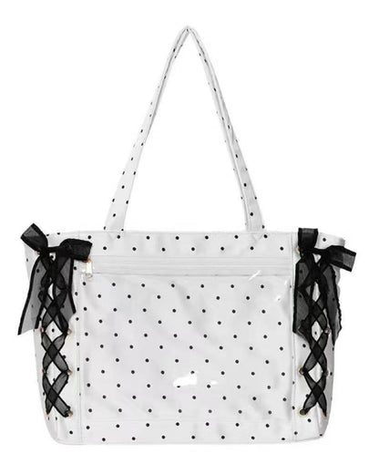 GyaruLab Polka Dot Lace-Up Tote Bag - GyaruLab