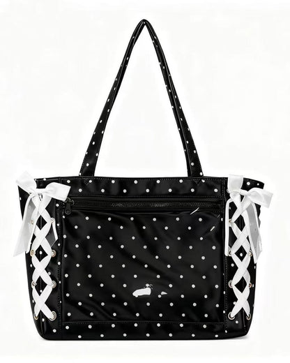 GyaruLab Polka Dot Lace-Up Tote Bag - GyaruLab