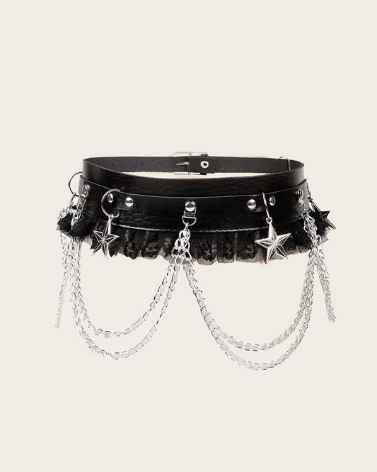 GyaruLab Punk Chain Lace Waist Belt - GyaruLab