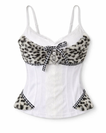 GyaruLab Retro Shibuya Leopard & Bow Print Camisole - GyaruLab