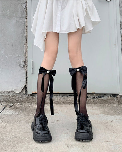 GyaruLab Ribbon Bow Knee Socks - GyaruLab
