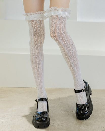 GyaruLab Sheer Lace Knee High Socks - GyaruLab