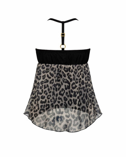 GyaruLab Spicy Shibuya Style Y2K Harajuku Leopard Halter Top - GyaruLab