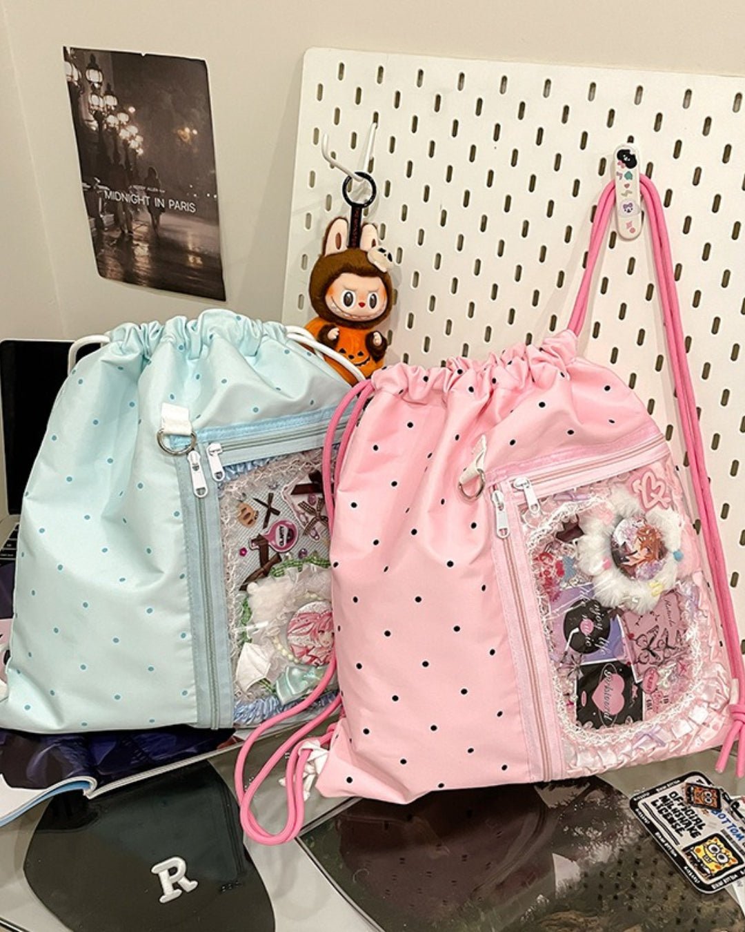 GyaruLab Star Print Drawstring Ita Bag – Y2K Kawaii Bag - GyaruLab
