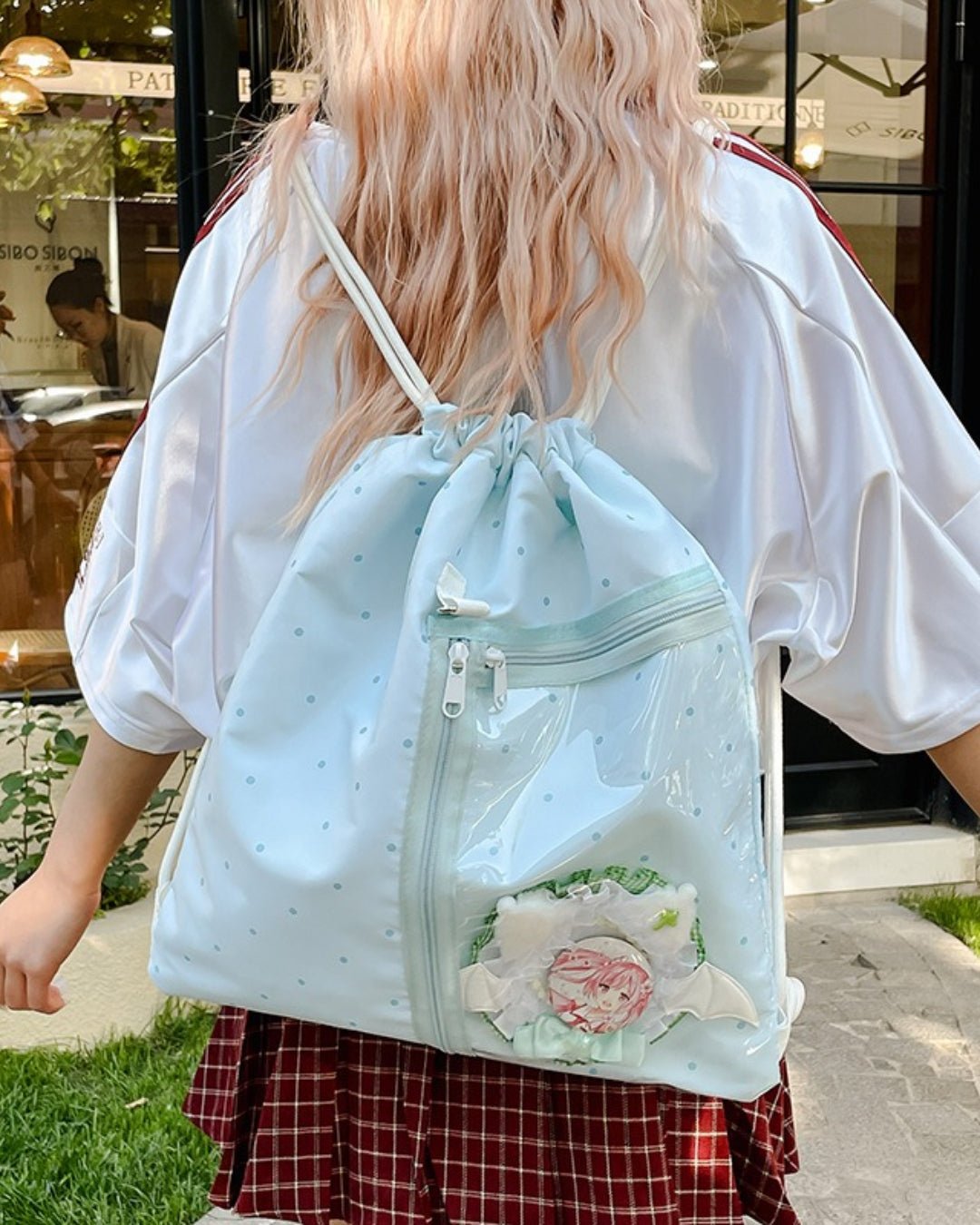 GyaruLab Star Print Drawstring Ita Bag – Y2K Kawaii Bag - GyaruLab