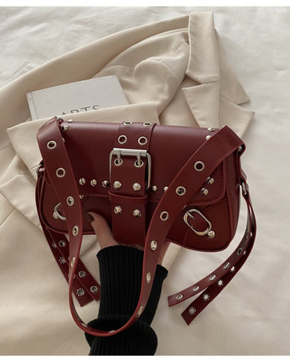 GyaruLab Studded Buckle Rokku Y2K Shoulder Bag - GyaruLab