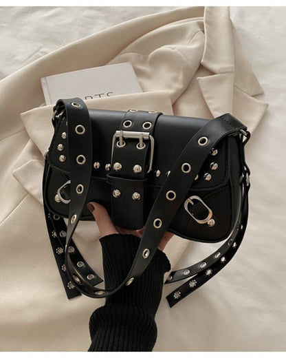 GyaruLab Studded Buckle Rokku Y2K Shoulder Bag - GyaruLab