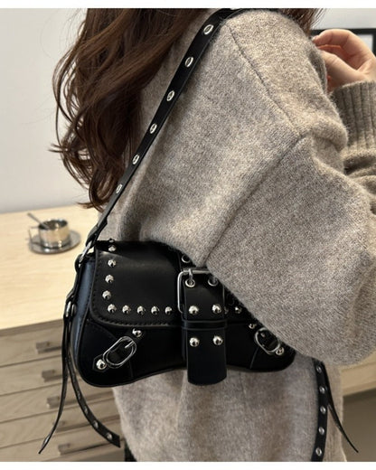 GyaruLab Studded Buckle Rokku Y2K Shoulder Bag - GyaruLab