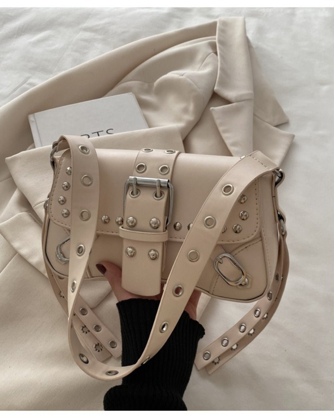 GyaruLab Studded Buckle Rokku Y2K Shoulder Bag - GyaruLab