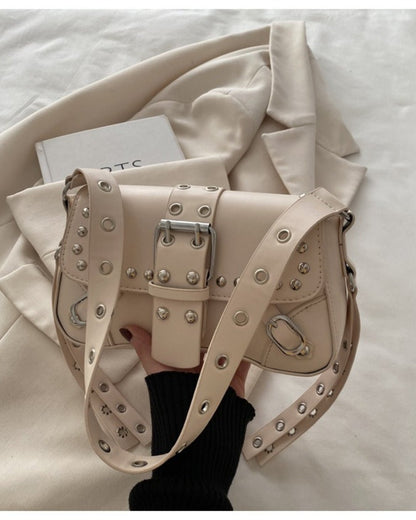 GyaruLab Studded Buckle Rokku Y2K Shoulder Bag - GyaruLab