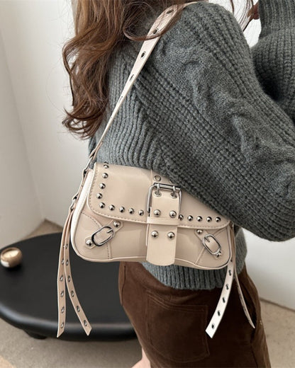GyaruLab Studded Buckle Rokku Y2K Shoulder Bag - GyaruLab