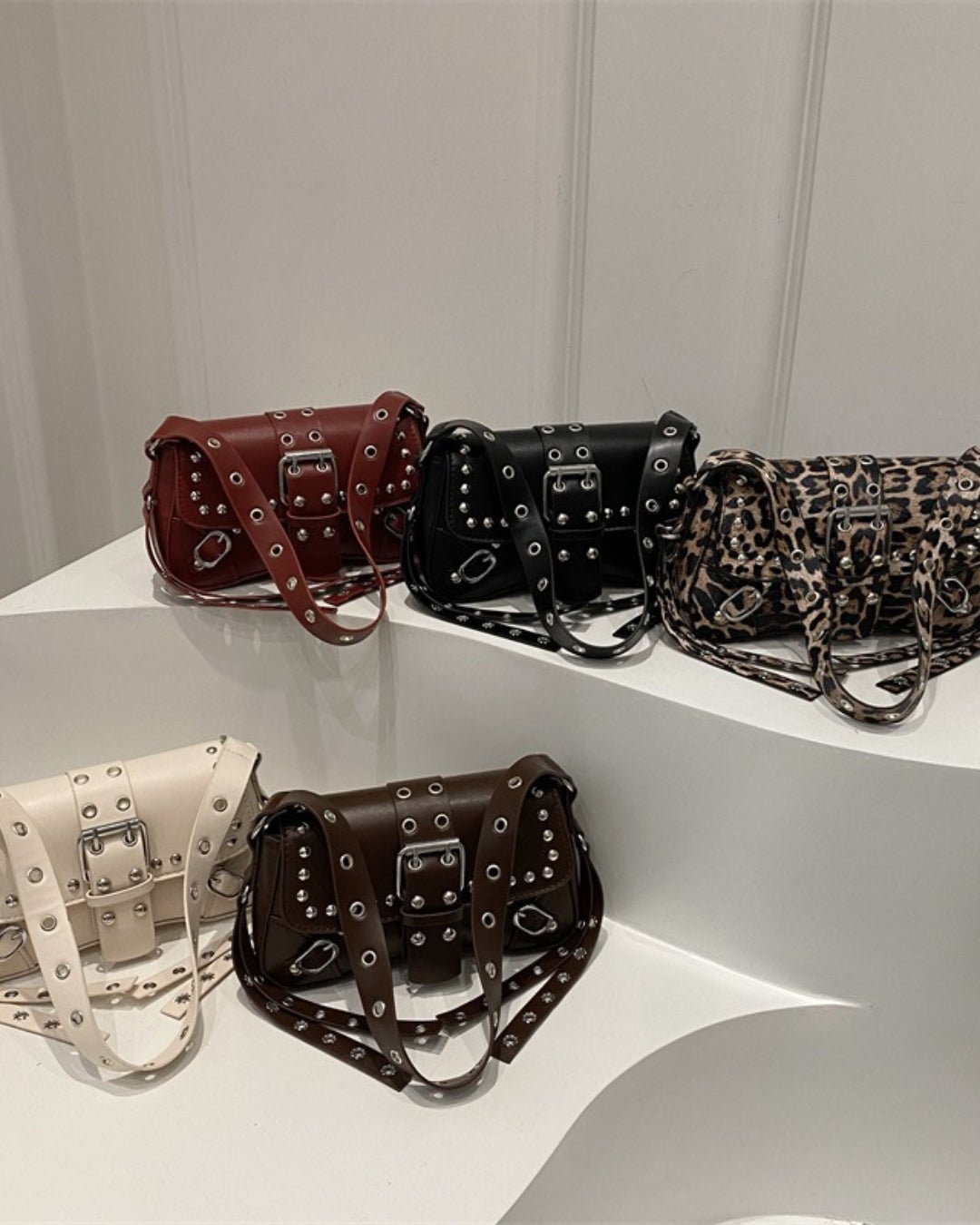 GyaruLab Studded Buckle Rokku Y2K Shoulder Bag - GyaruLab