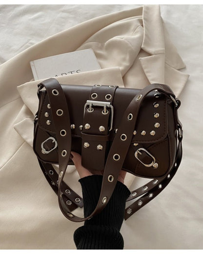 GyaruLab Studded Buckle Rokku Y2K Shoulder Bag - GyaruLab