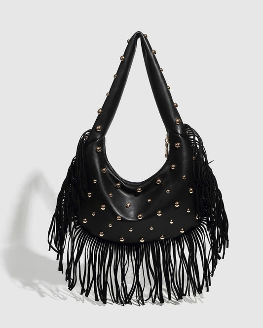 GyaruLab Studded Fringe Shoulder Bag - GyaruLab