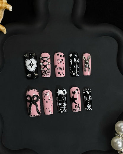 GyaruLab "Toxic Candy" Punk Ribbon Nails - GyaruLab