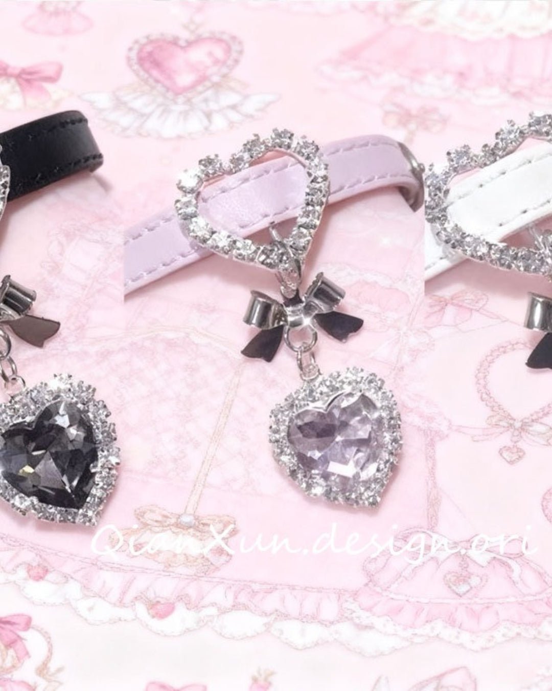GyaruLab Y2K Coquette Butterfly Heart Rhinestone Choker - GyaruLab