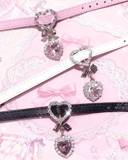 GyaruLab Y2K Coquette Butterfly Heart Rhinestone Choker - GyaruLab