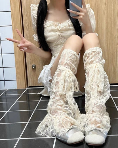 GyaruLab Y2K Lace Gothic Leg Warmers Set - GyaruLab