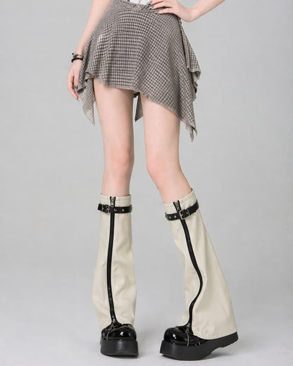 GyaruLab Y2K Zip Buckle Leg Warmers - GyaruLab